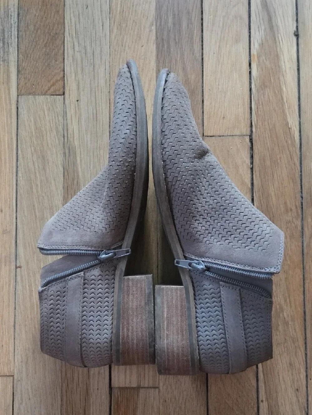 Lucky Brand Taupe Perforated Leather Slingback Flats